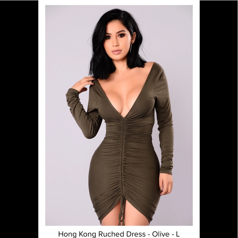 Green ruched dress